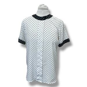 Jordan Vintage Women’s Short Sleeve Polka Dot Blouse, Black/white, size 5/6